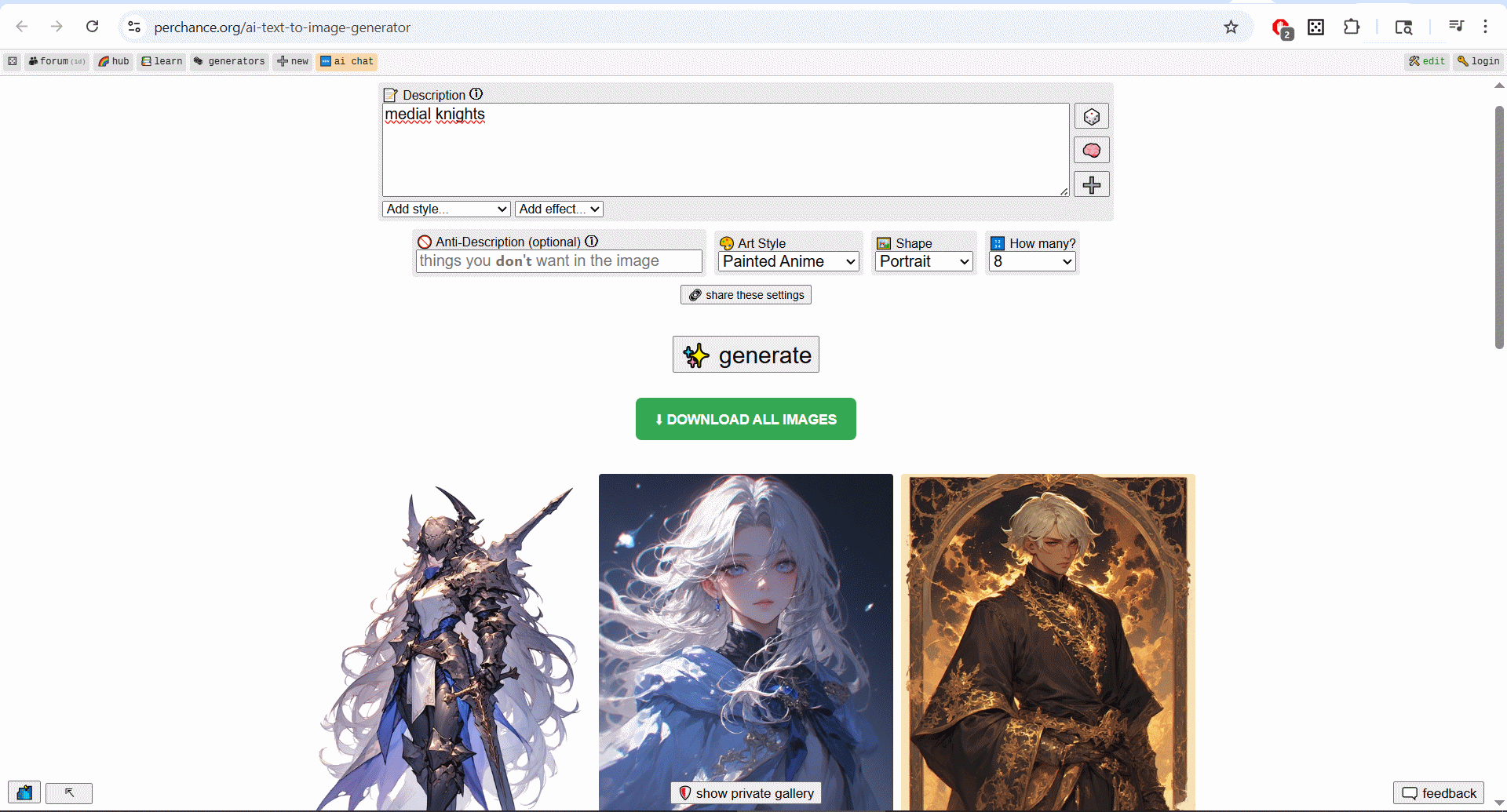 Perchance Bulk Image Downloader – Download AI Generated Image Galleries from Perchance