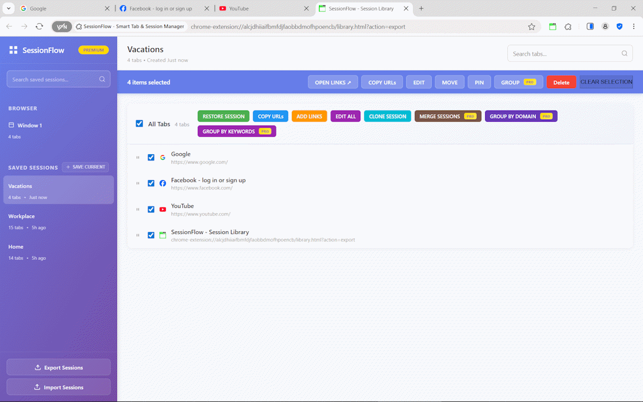 SessionFlow – The Perfect Tab Managment Chrome Extension